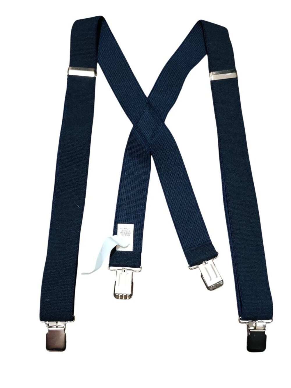 Dockers Suspenders One Size Navy Blue X Back Clip Adjustable Silver Tone Classic